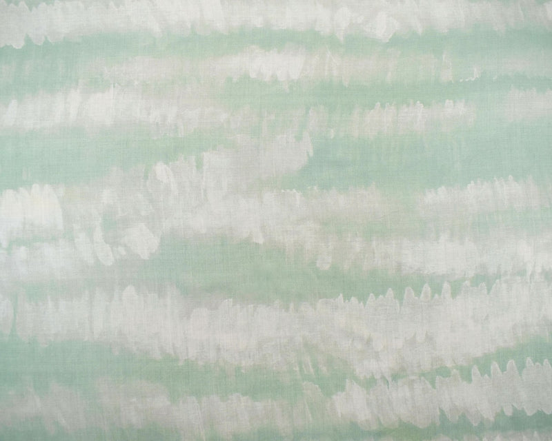 2 YD PC-Ivory-Green Rayon Famous Maker Abstract Watercolor Print Lawn Woven Fabric