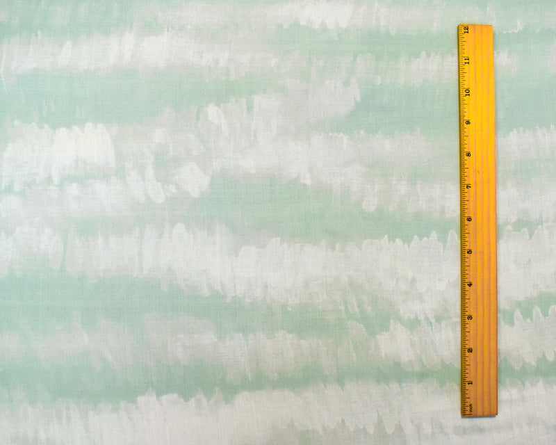 2 YD PC-Ivory-Green Rayon Famous Maker Abstract Watercolor Print Lawn Woven Fabric