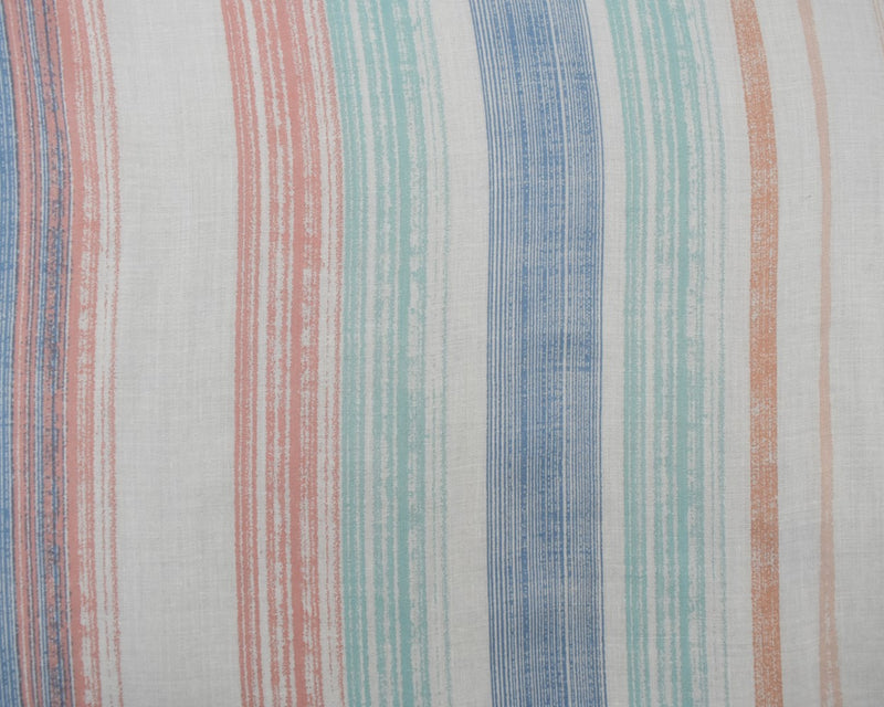 White-Peach-Blue Cotton Famous Maker Vertical Stripe Print Batiste Fabric