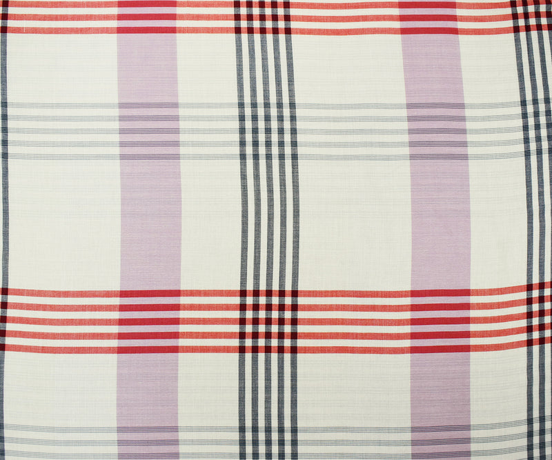 White-Red-Navy Cotton Famous Maker Plaid Gauze Woven Fabric