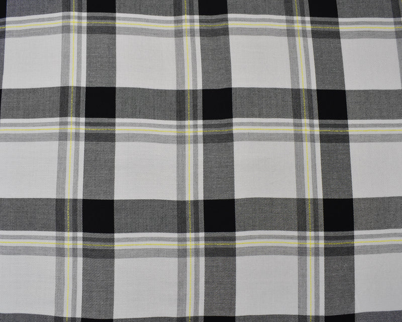 Black-White-Multi Cotton-Rayon Famous Maker Plaid Twill Woven Fabric