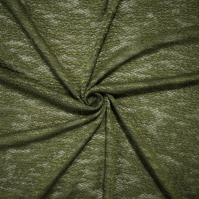Green Poly Spandex Stretch Texture Slub Sweater Knit Fabric