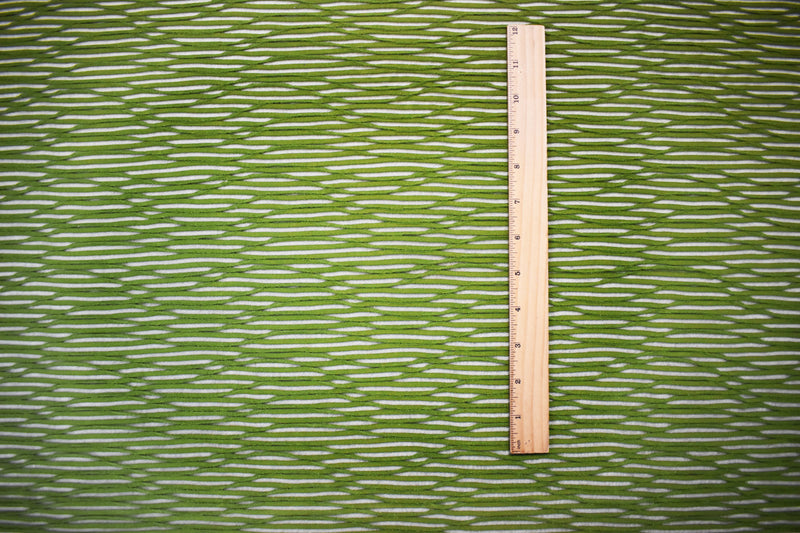 Green Poly Spandex Stretch Abstract Wave Mesh Knit Fabric