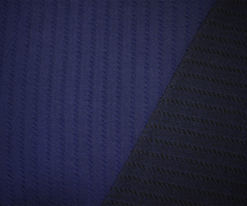 Blue Poly Spandex Stretch Cable Texture Knit Fabric