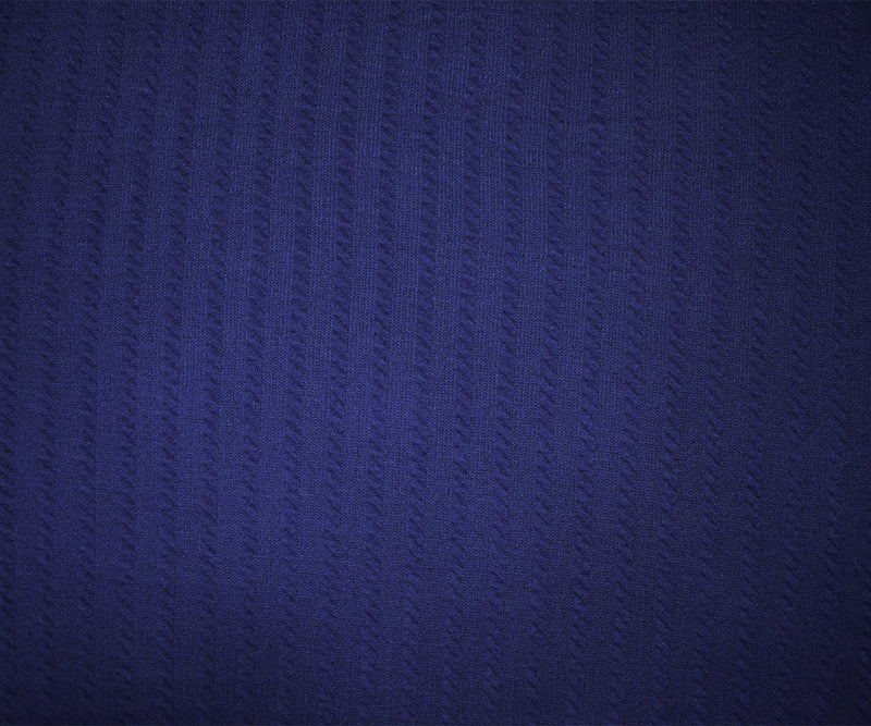 Blue Poly Spandex Stretch Cable Texture Knit Fabric