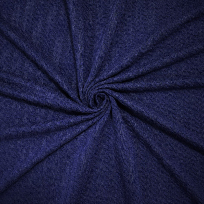 Blue Poly Spandex Stretch Cable Texture Knit Fabric