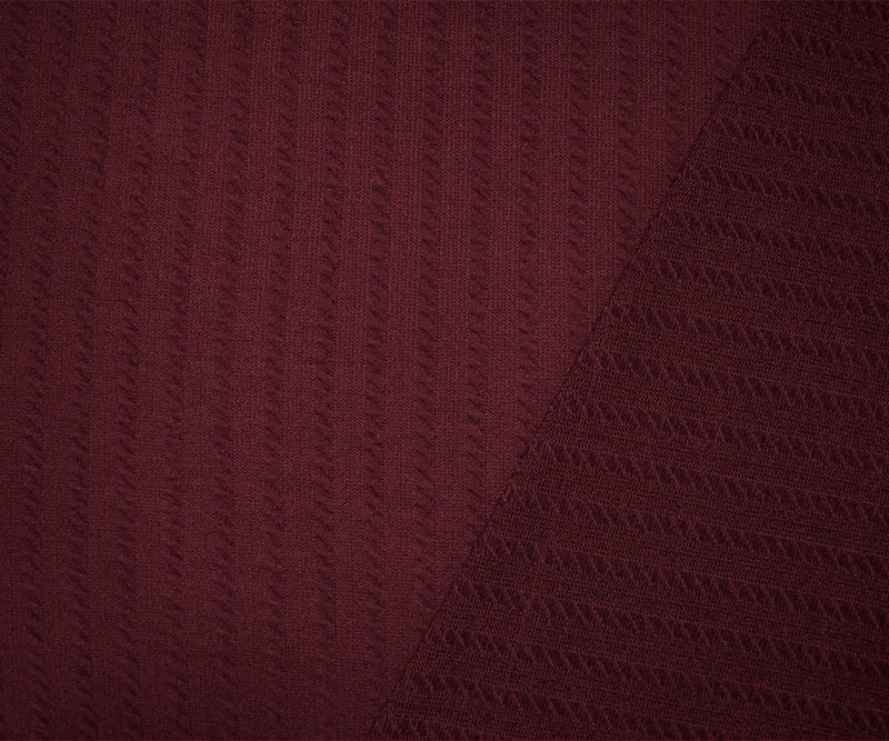 Red Poly Spandex Stretch Cable Texture Knit Fabric