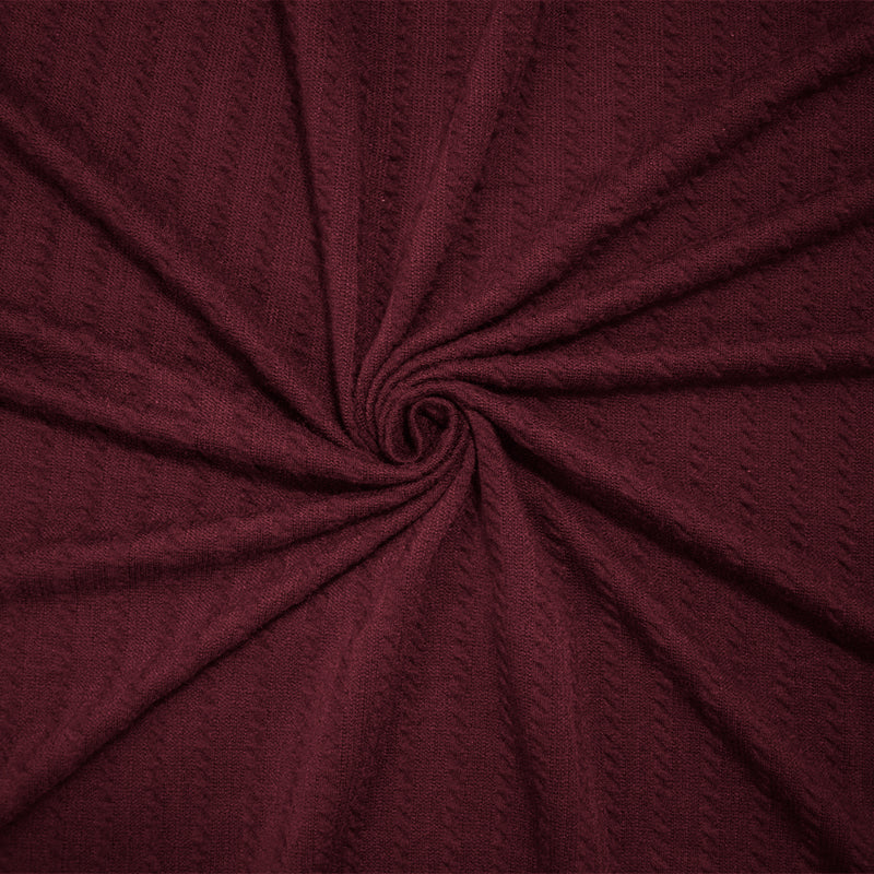 Red Poly Spandex Stretch Cable Texture Knit Fabric