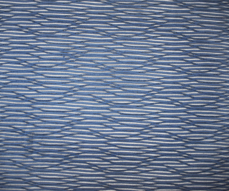 Deep Blue Poly Spandex Stretch Abstract Wave Mesh Knit Fabric