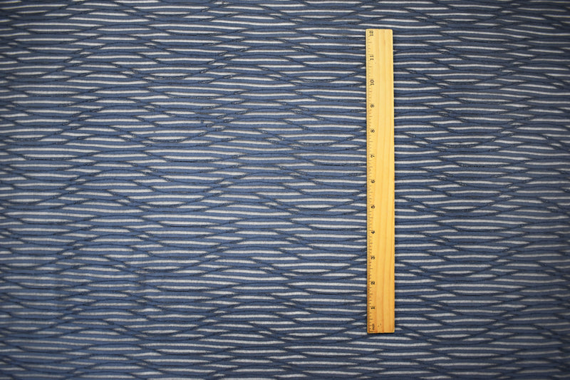 Deep Blue Poly Spandex Stretch Abstract Wave Mesh Knit Fabric