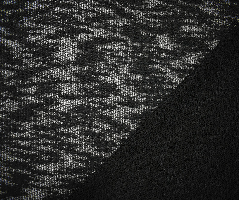 Black Poly Spandex Stretch Texture Slub Sweater Knit Fabric