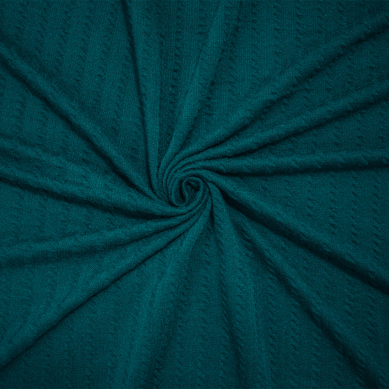Turquoise Poly Spandex Stretch Cable Texture Knit Fabric