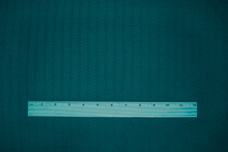 Turquoise Poly Spandex Stretch Cable Texture Knit Fabric
