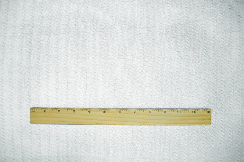 White-Gray Poly Spandex Stretch Cable Texture Knit Fabric