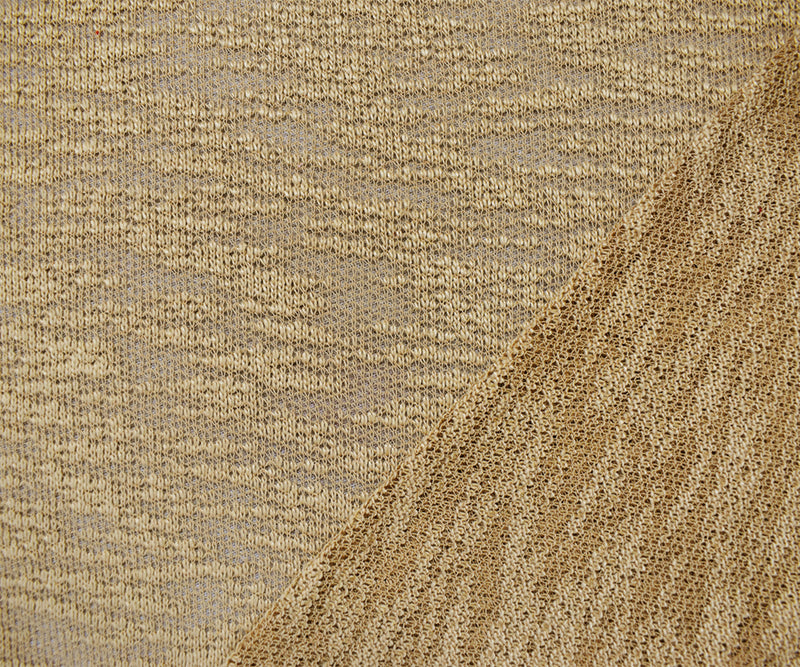 Beige Poly Spandex Stretch Texture Slub Sweater Knit Fabric