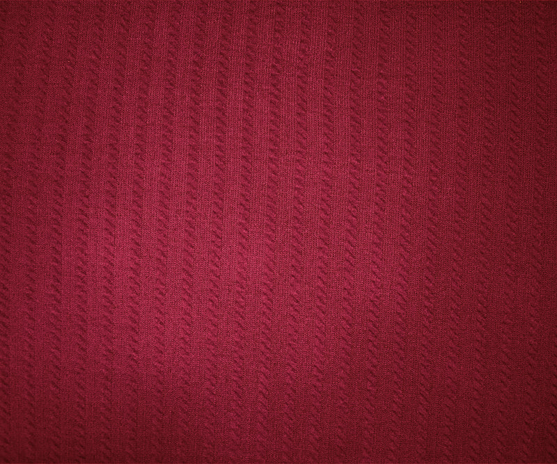Red Poly Spandex Stretch Cable Texture Knit Fabric