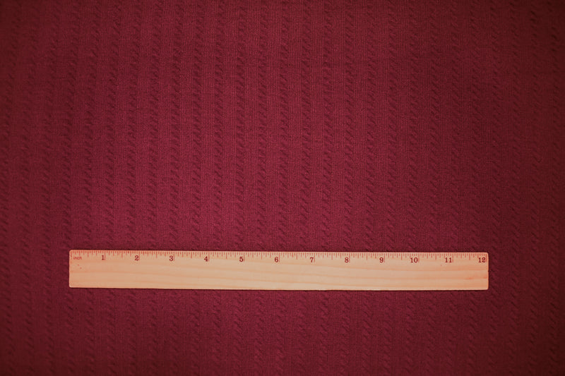 Red Poly Spandex Stretch Cable Texture Knit Fabric