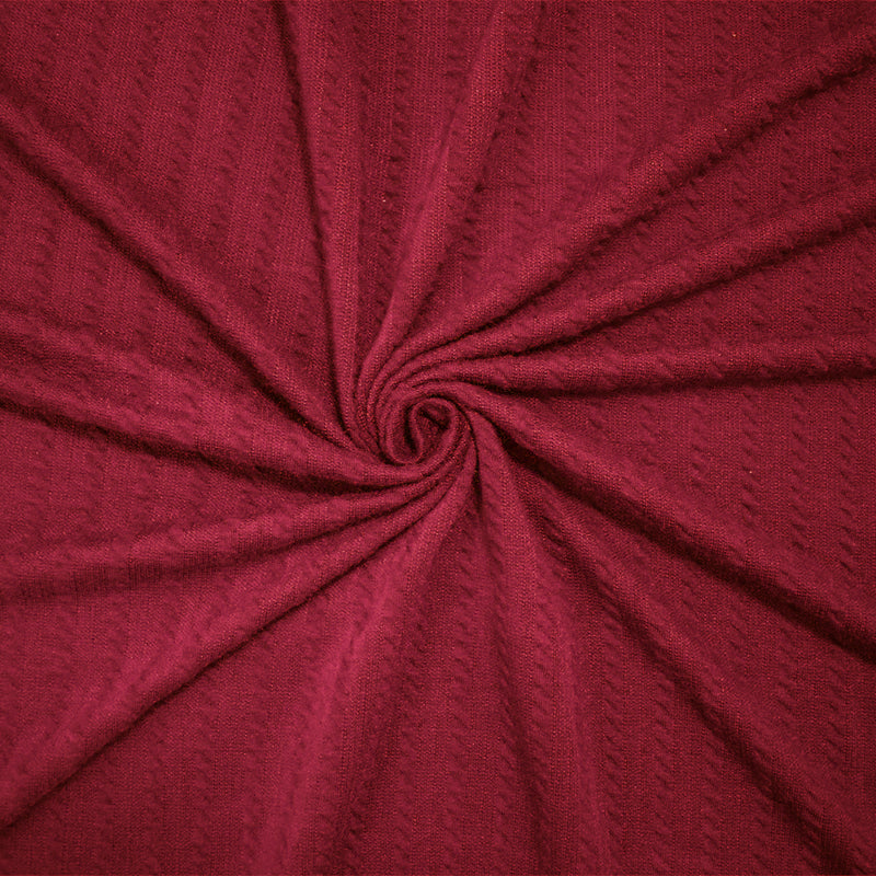 Red Poly Spandex Stretch Cable Texture Knit Fabric
