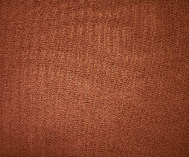 2 YD PC-Orange Poly Spandex Stretch Cable Texture Knit Fabric