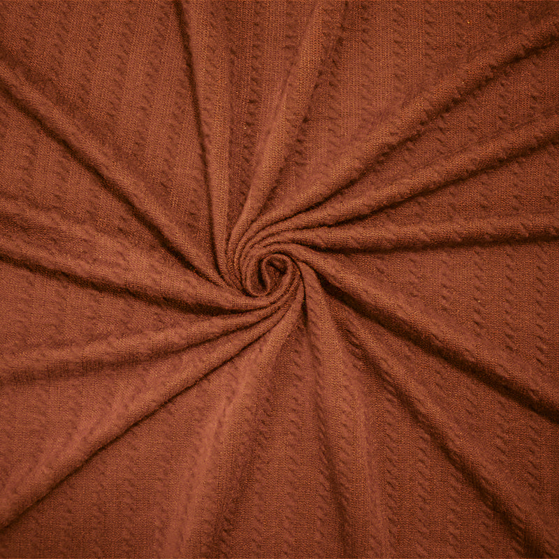 Orange Poly Spandex Stretch Cable Texture Knit Fabric