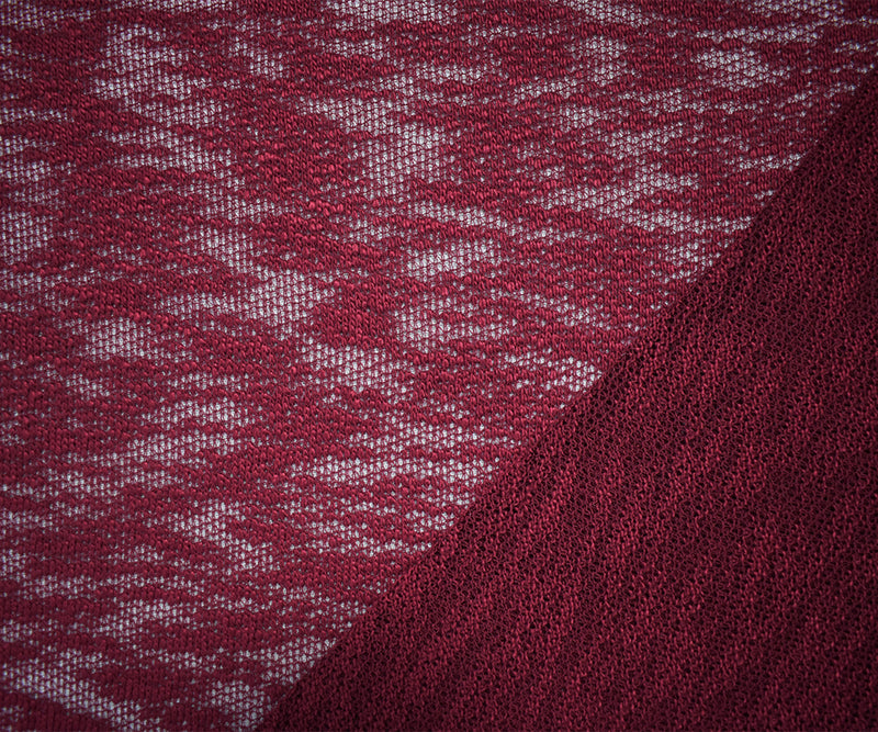 Red Poly Spandex Stretch Texture Slub Sweater Knit Fabric
