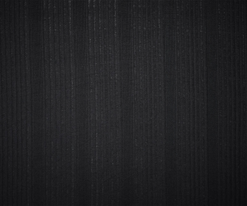 Black Poly Blend Stretch Irregular Rib Knit Fabric