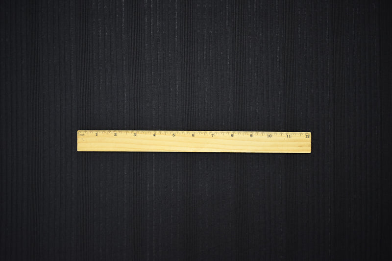 Black Poly Blend Stretch Irregular Rib Knit Fabric