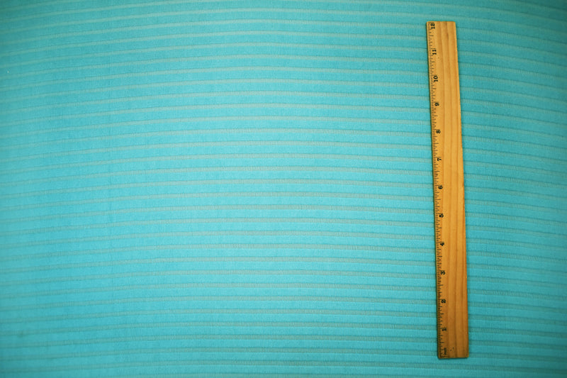 Turquoise Poly Blend Stretch Stripe Knit Fabric