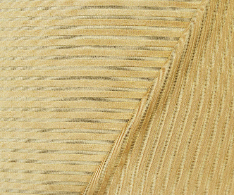 Beige Poly Blend Stretch Stripe Knit Fabric