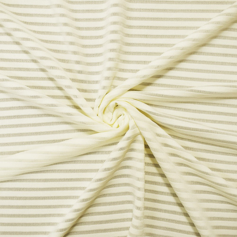 Ivory Poly Blend Stretch Stripe Knit Fabric