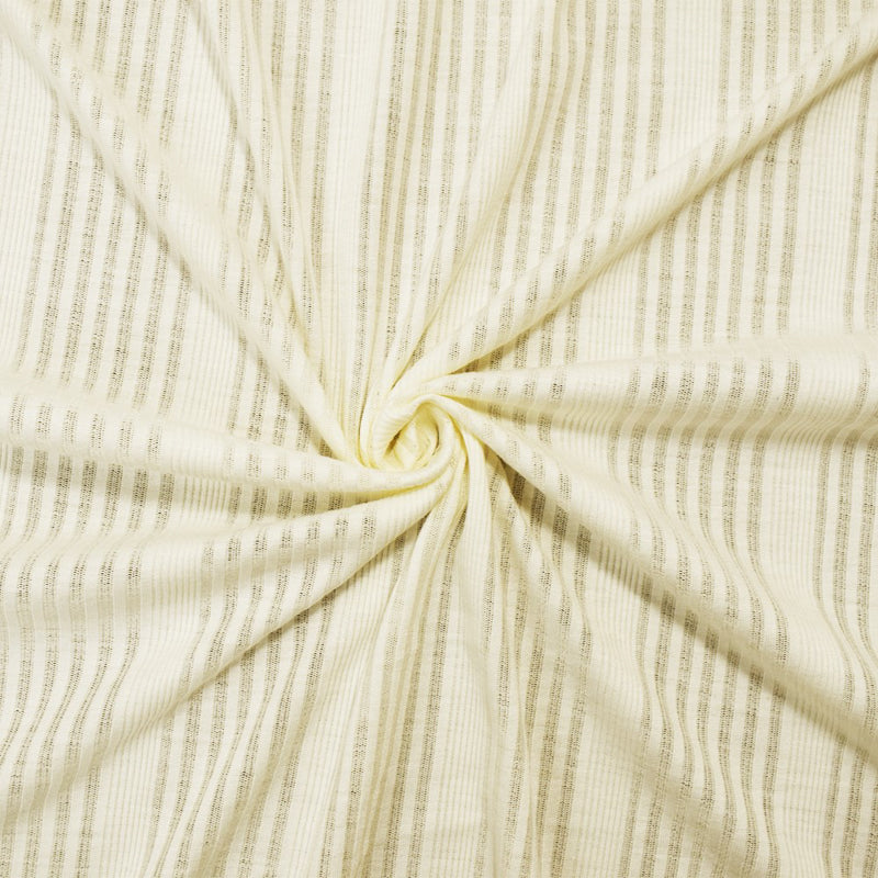 Ivory Poly Blend Stretch Irregular Rib Knit Fabric