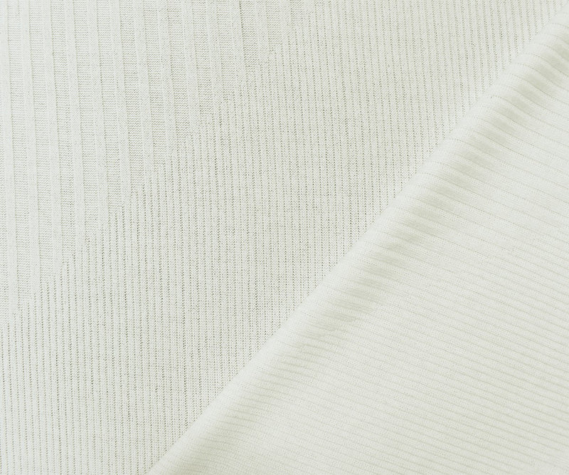 White Poly Blend Stretch Irregular Rib Knit Fabric
