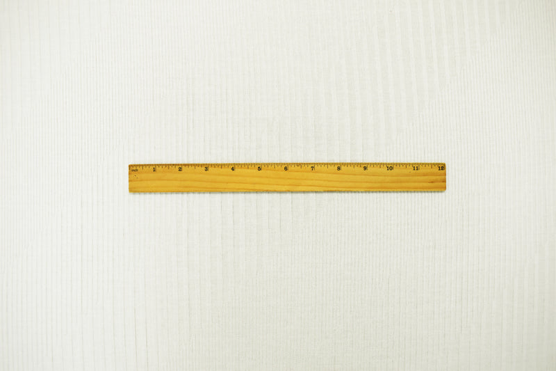 White Poly Blend Stretch Irregular Rib Knit Fabric