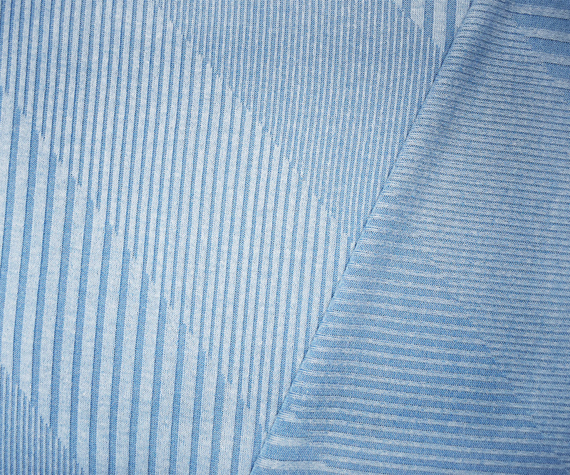 Blue-Gray Poly Blend Stretch Irregular Diagonal Rib Knit Fabric
