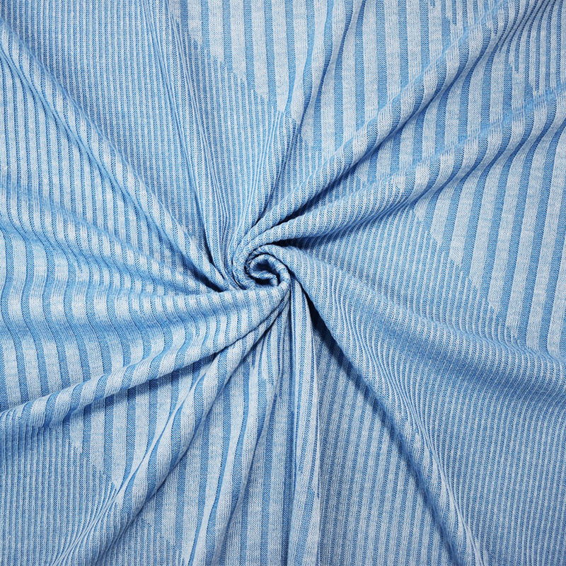 Blue-Gray Poly Blend Stretch Irregular Diagonal Rib Knit Fabric