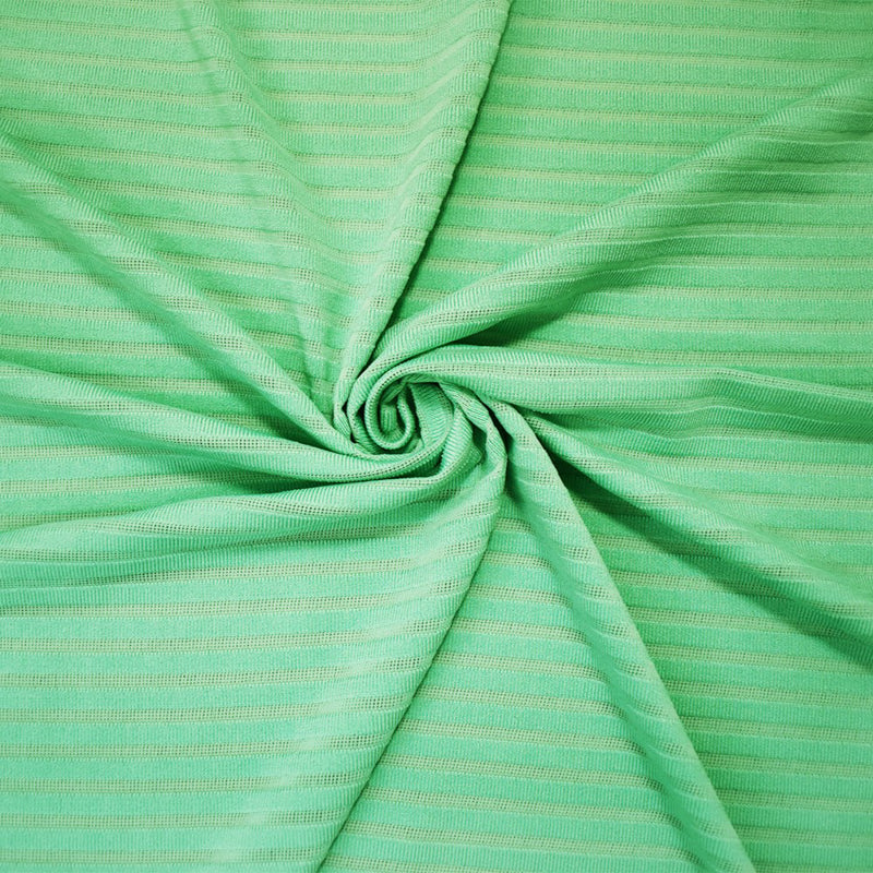Green Poly Blend Stretch Stripe Knit Fabric