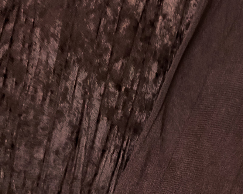 Brown Poly Crushed Pleat-Like Burnout Velvet Knit Fabric