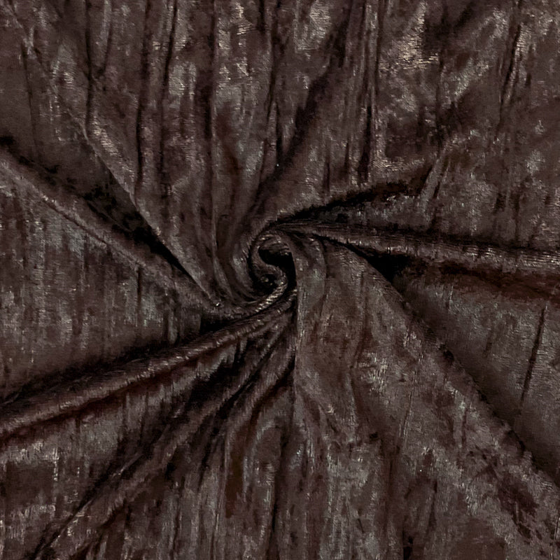 Brown Poly Crushed Pleat-Like Burnout Velvet Knit Fabric