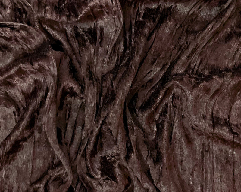 Brown Poly Crushed Pleat-Like Burnout Velvet Knit Fabric