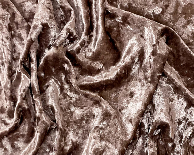 Brown Poly Spandex Stretch Crushed Velvet Knit Fabric