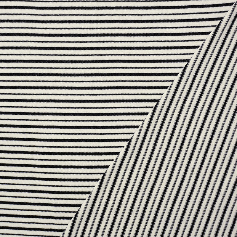 Black-Ivory Rayon Spandex Stretch Stripe Jersey Knit Fabric