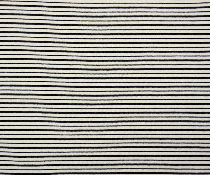 Black-Ivory Rayon Spandex Stretch Stripe Jersey Knit Fabric