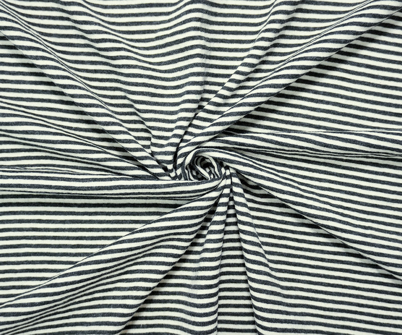 Black-White Poly Blend Stretch Stripe Jersey Knit Fabric