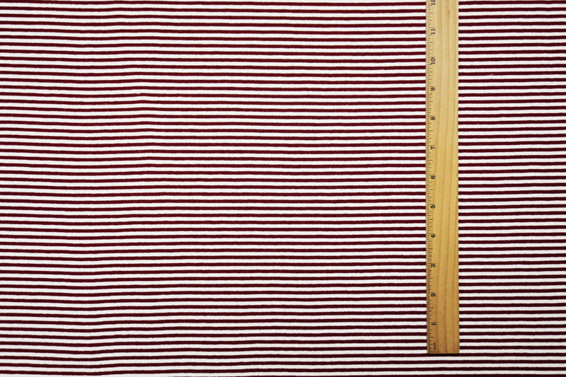 Red-Ivory Poly Blend Stretch Stripe Jersey Knit Fabric