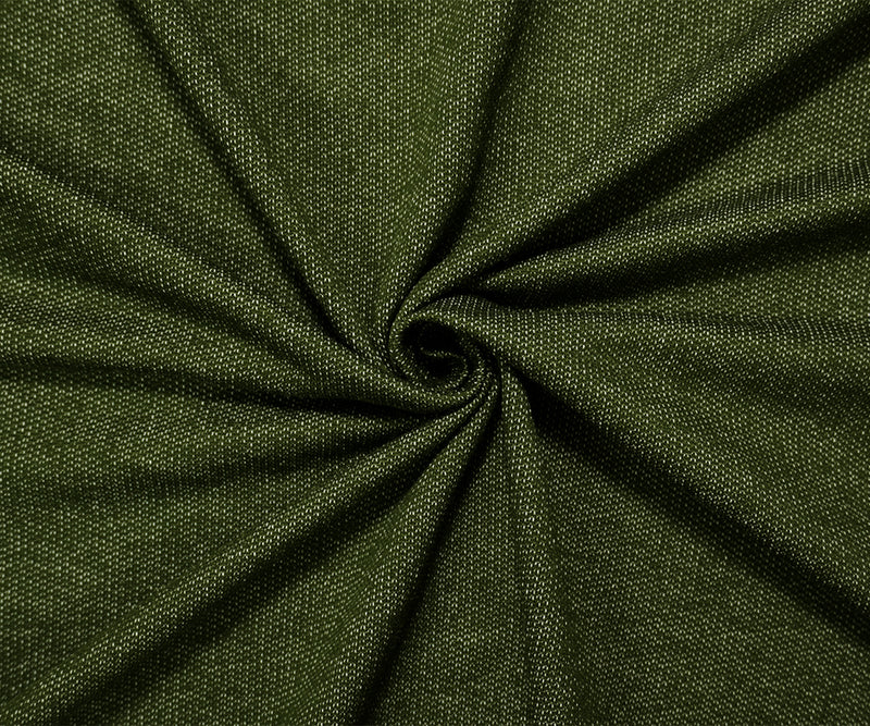 Green-White Poly Cotton French Terry Knit Fabric