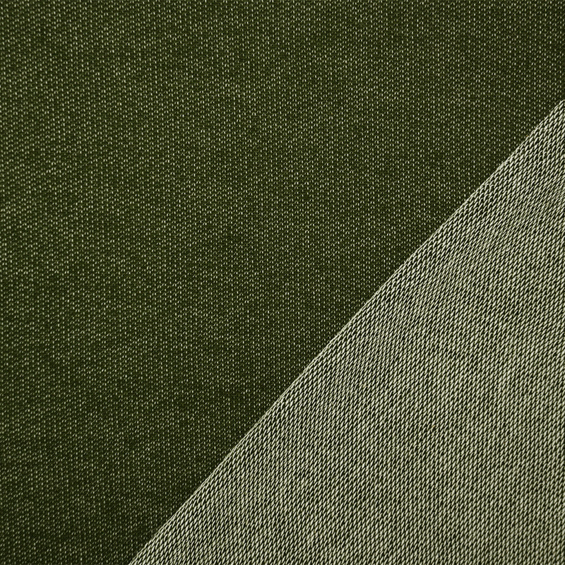 Green-White Poly Cotton French Terry Knit Fabric