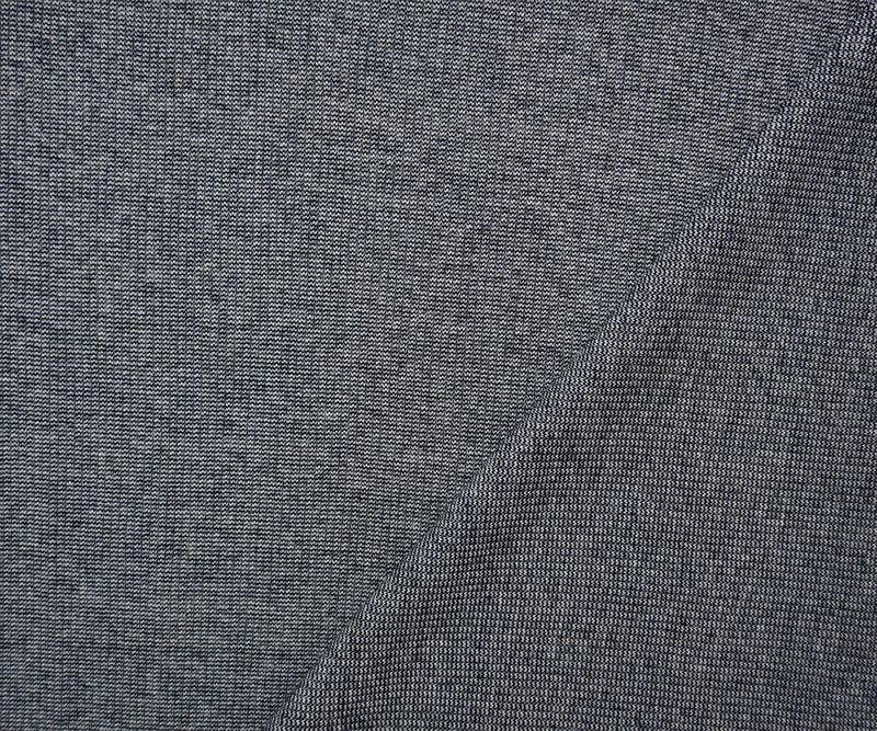Black-White Poly Blend Stretch Mini Wave Rib Knit Fabric