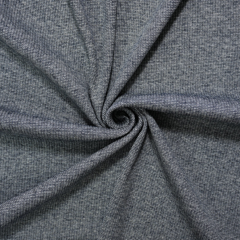 Black-White Poly Blend Stretch Mini Wave Rib Knit Fabric
