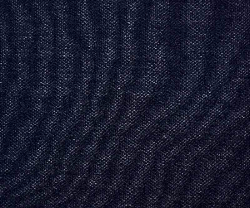Deep Navy-White Poly Cotton French Terry Knit Fabric