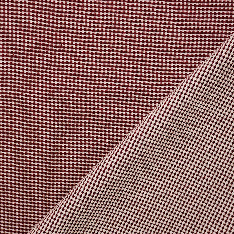 Red-White Poly Blend Stretch Texture Double Knit Fabric